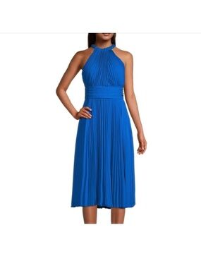 Ungaro Amanda Pleated Midi Dress Azul Blue Women’s Size Large